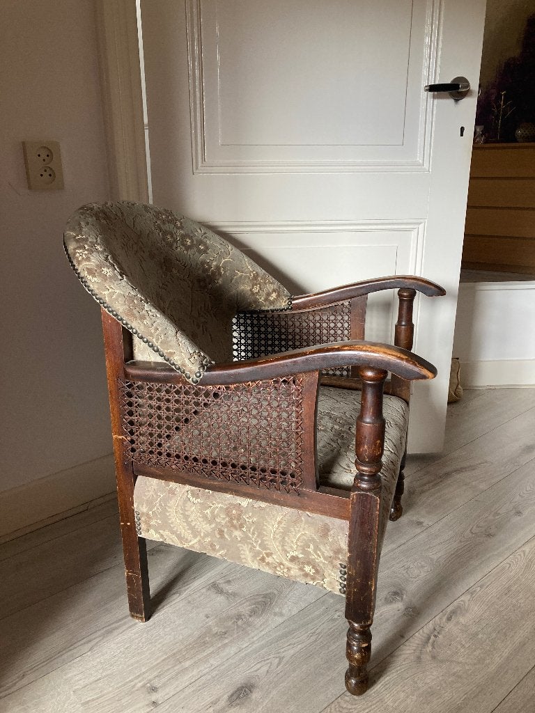 Antieke Biedermeier fauteuil met webbing, Antiek en Kunst, Ophalen