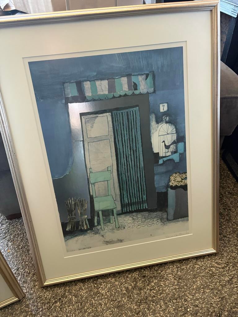 2 Luik Rosina Wachtmeister Katten Kunst Prints Ingelijst, Antiek en Kunst, Ophalen