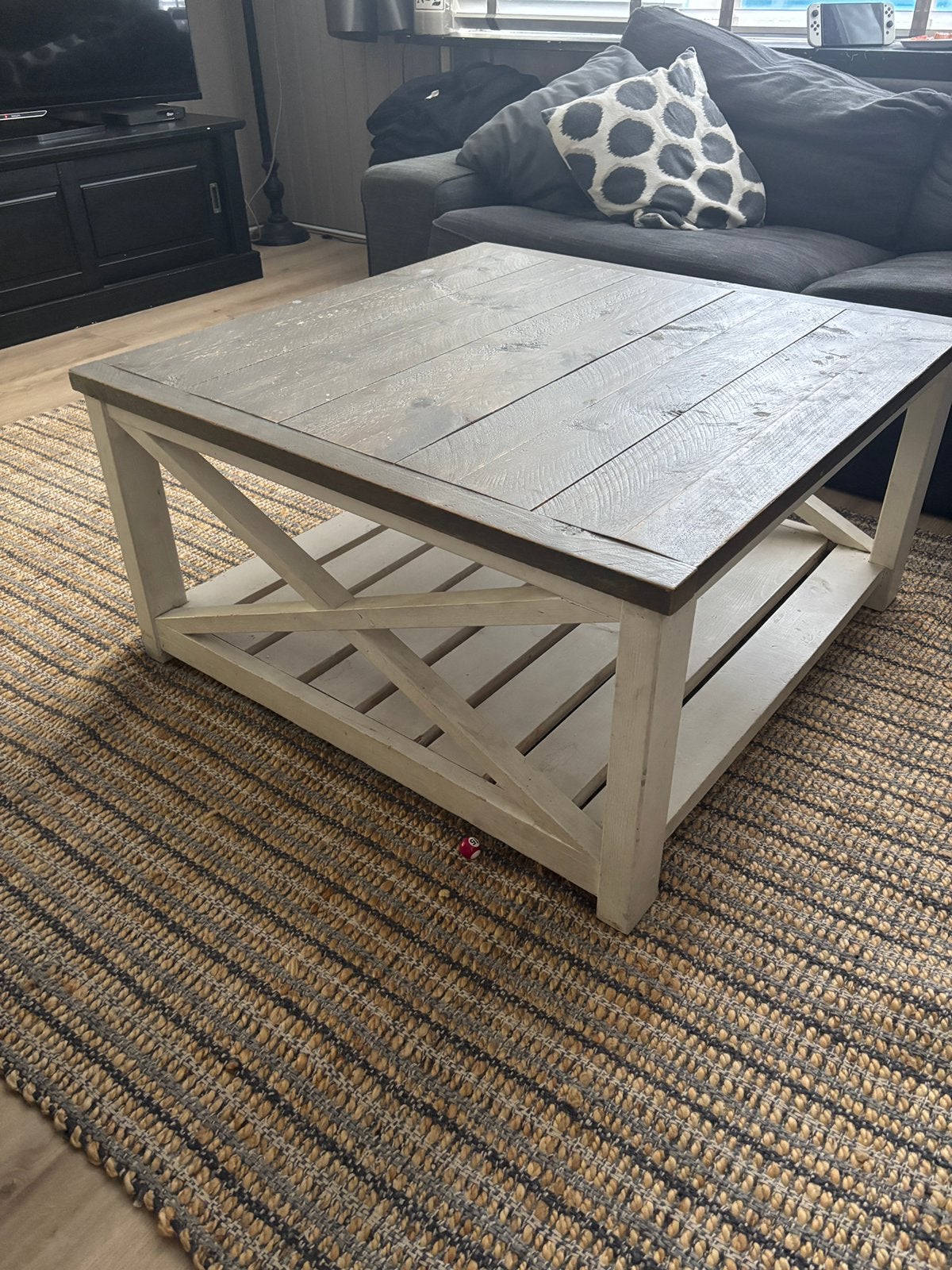 Grote landelijke salon tafel, Huis en Inrichting, Tafels | Salontafels, Ophalen, Gebruikt, 50 tot 100 cm, Vierkant