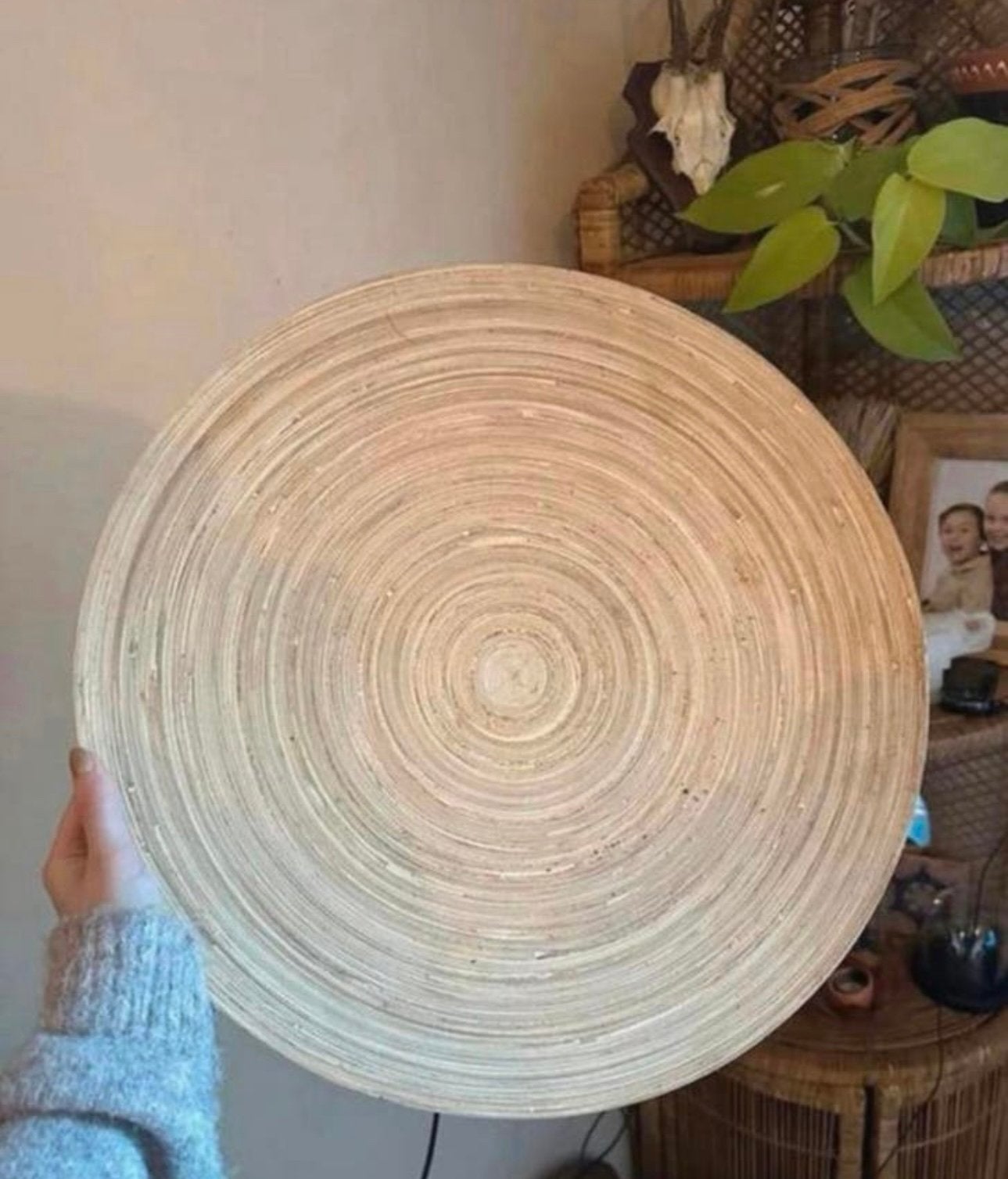 Houten bamboe schaal - groot formaat - diameter 45 cm, Ophalen of Verzenden, Zo goed als nieuw, Rond, Hout