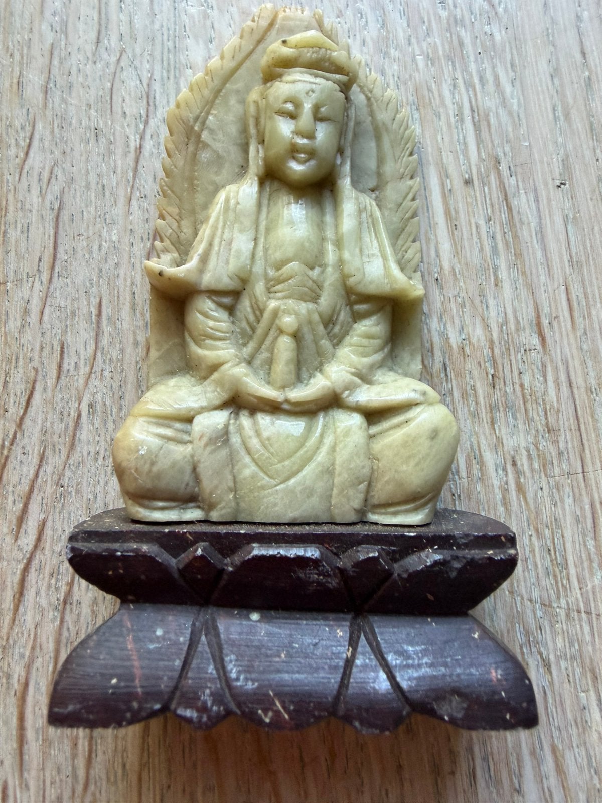 Vintage boeddha van speksteen, Verzenden, Zo goed als nieuw, Dier
