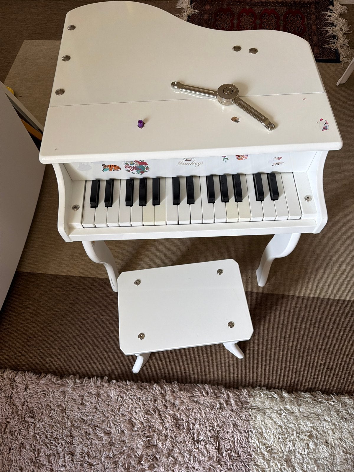 Wit kinderpiano met krukje - Funkey, Ophalen, Gebruikt, Jongen of Meisje