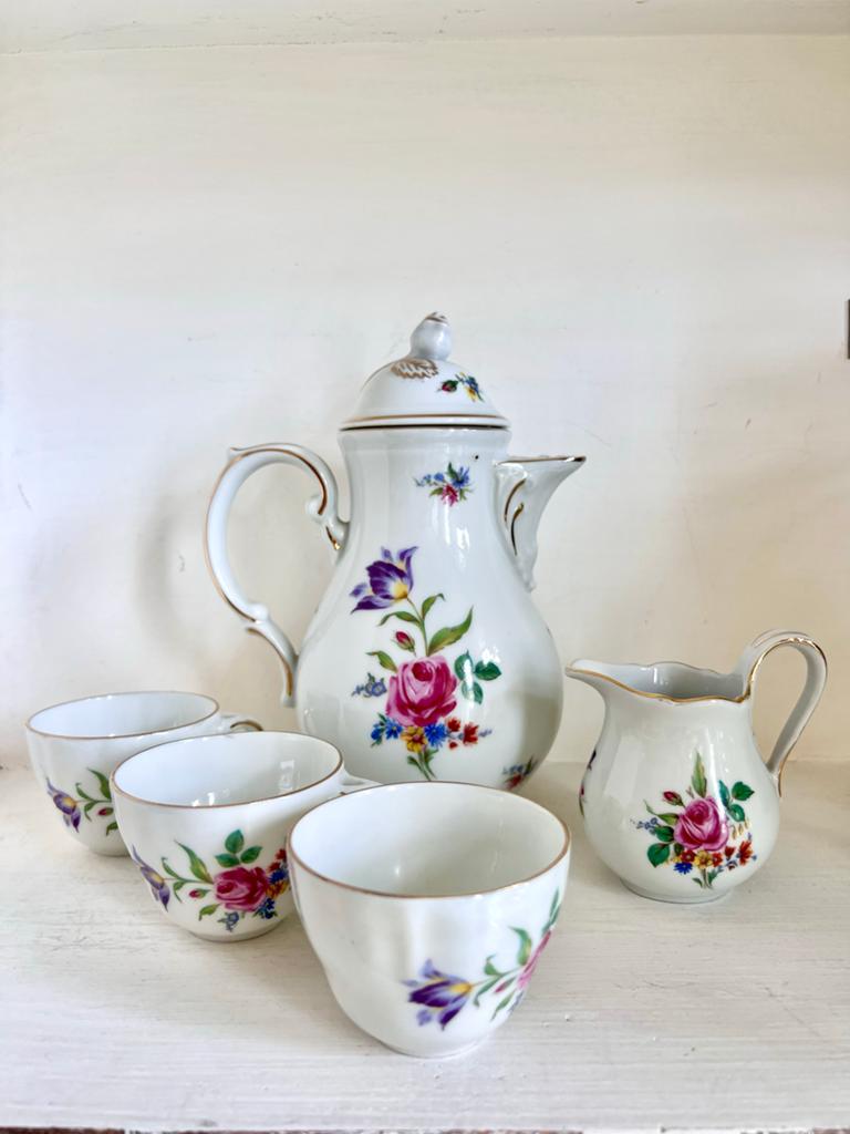 Vintage Bavaria Koffie-/Theepot met Melkkannetje en Kopjes, Ophalen of Verzenden