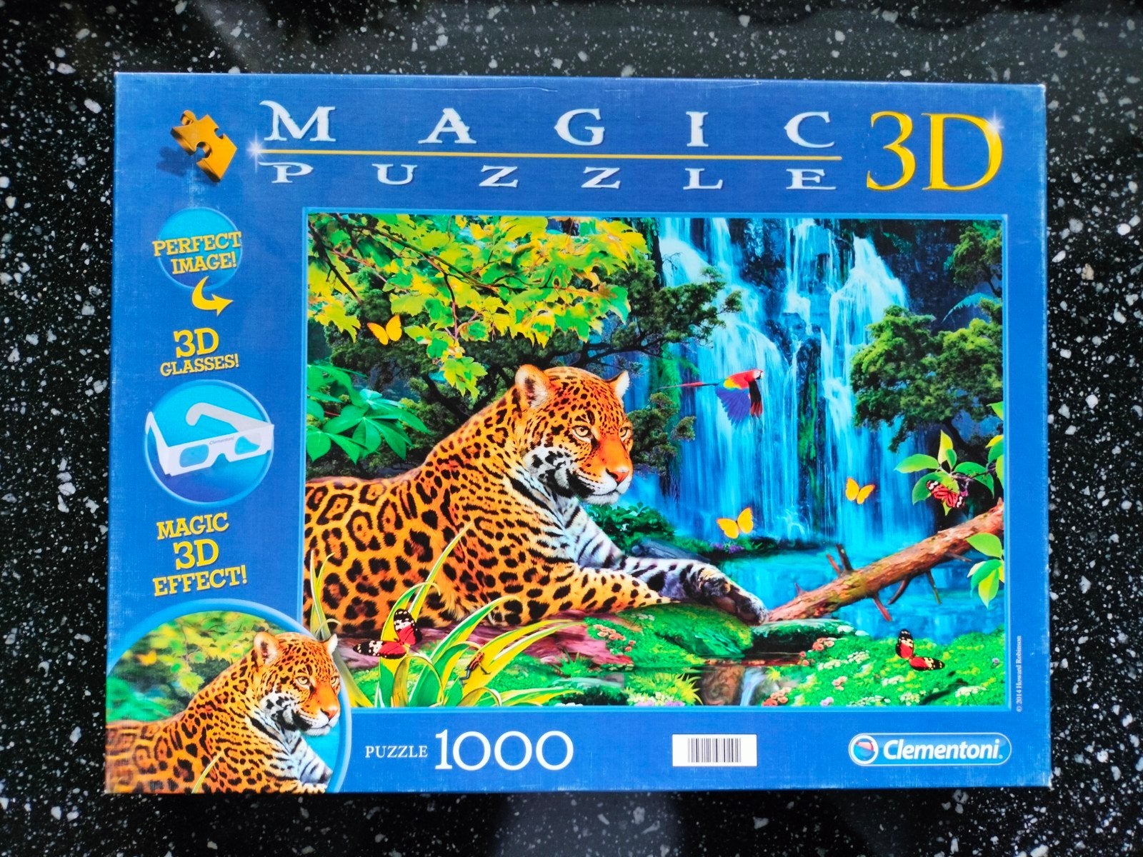 Clementoni Magic 3D Puzzel Jaguar Waterval 1000 stukjes, Ophalen of Verzenden, 500 t/m 1500 stukjes, Gebruikt, Legpuzzel