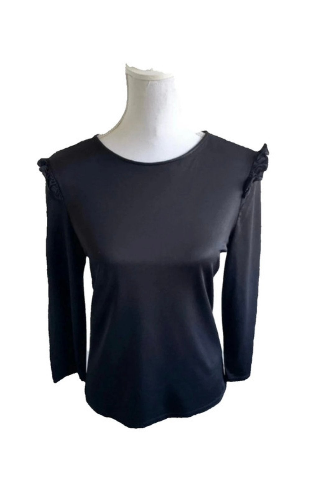 Vanilia zwarte top met roezels, Zwart, Ophalen of Verzenden, Zo goed als nieuw, Lange mouw