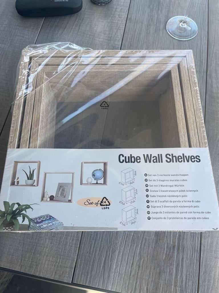 Set van 3 vierkante wandplanken - Cube Wall Shelves, Ophalen of Verzenden, Nieuw