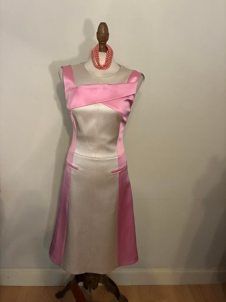 HUGO BOSS DRESS LUXERY ECRU/ROSE, Overige kleuren, Verzenden, Zo goed als nieuw, Maat 36 (S)