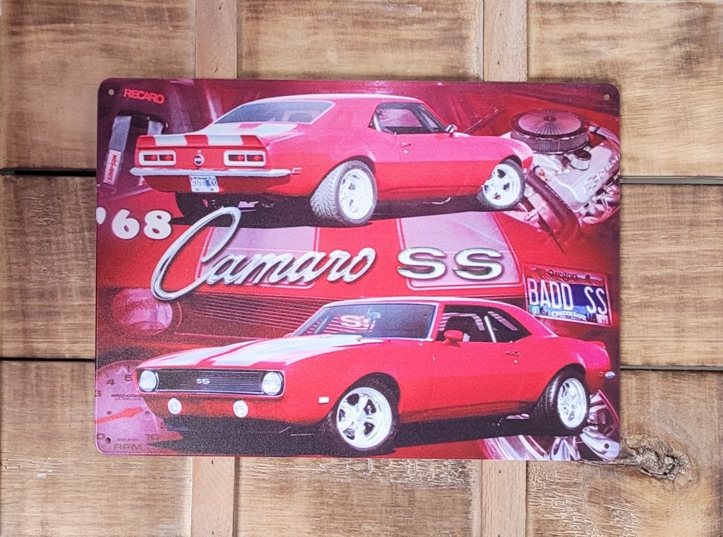 Chevrolet Camaro SS 1968 reclamebord van metaal wandbord, Ophalen of Verzenden, Nieuw, Auto's