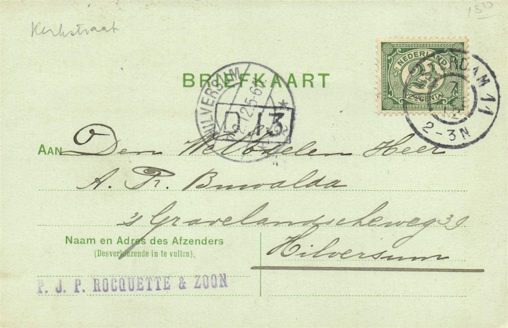 P.J.P. Rocquette + Zoon, Amsterdam - 02.1912 - briefkaart, Ophalen of Verzenden, Briefkaart
