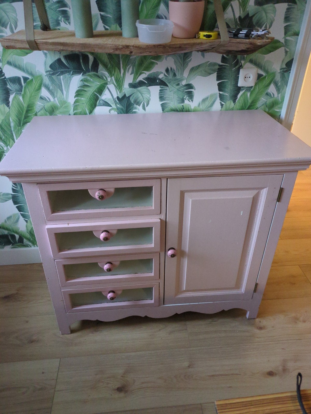 Roze kastje met lades en deurtje - 110x56x95cm, Huis en Inrichting, Ophalen, Gebruikt, 100 tot 150 cm, Met lade(s)