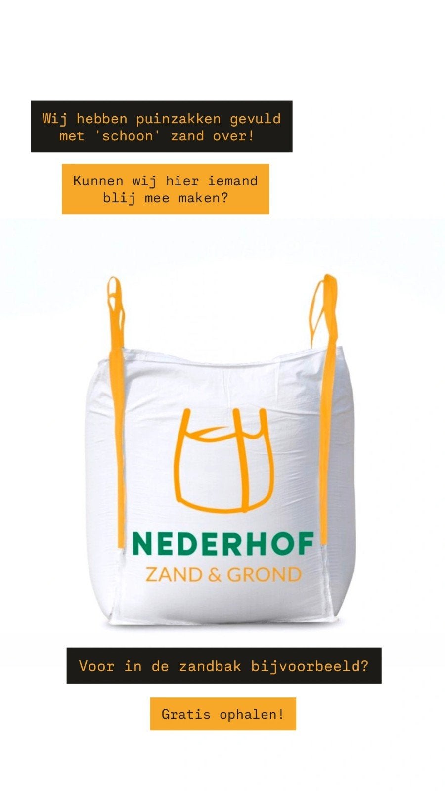 Gratis 'schoon' zand voor zandbak of ophogen, Tuin en Terras, Zand, Ophalen