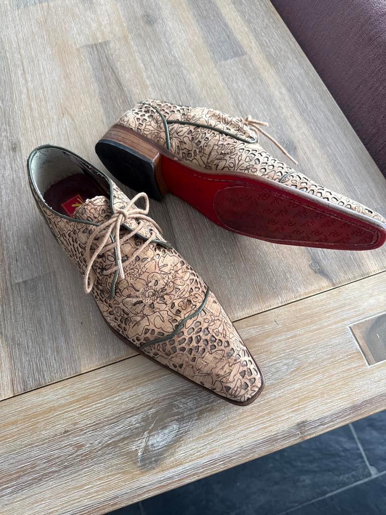 Pepe Milan nette schoenen met patroon, Ophalen of Verzenden, Zo goed als nieuw, Bruin, Veterschoenen