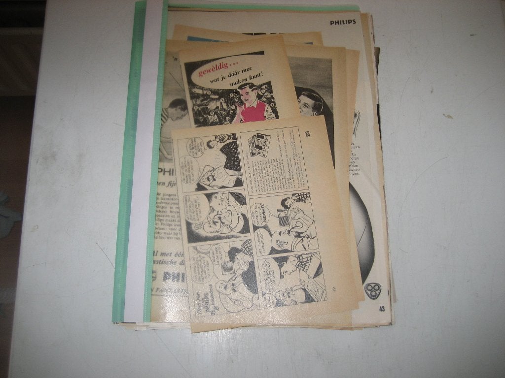 partij philips cassette bandrecorder reclame knipsels, Ophalen of Verzenden, 1960 tot 1980, Nederland, Knipsel(s)