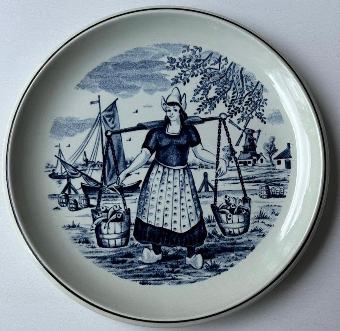Delfts blauw bord Holland klederdracht, Ø 16,5 cm Frau Antje, Ophalen of Verzenden