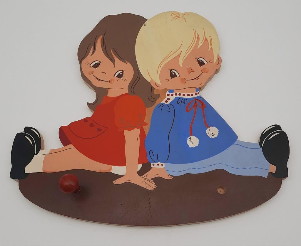 Vintage Kinder kapstokje Mertens Kunst "Susi und Hans" 1971, Ophalen of Verzenden, Gebruikt, Kapstokje