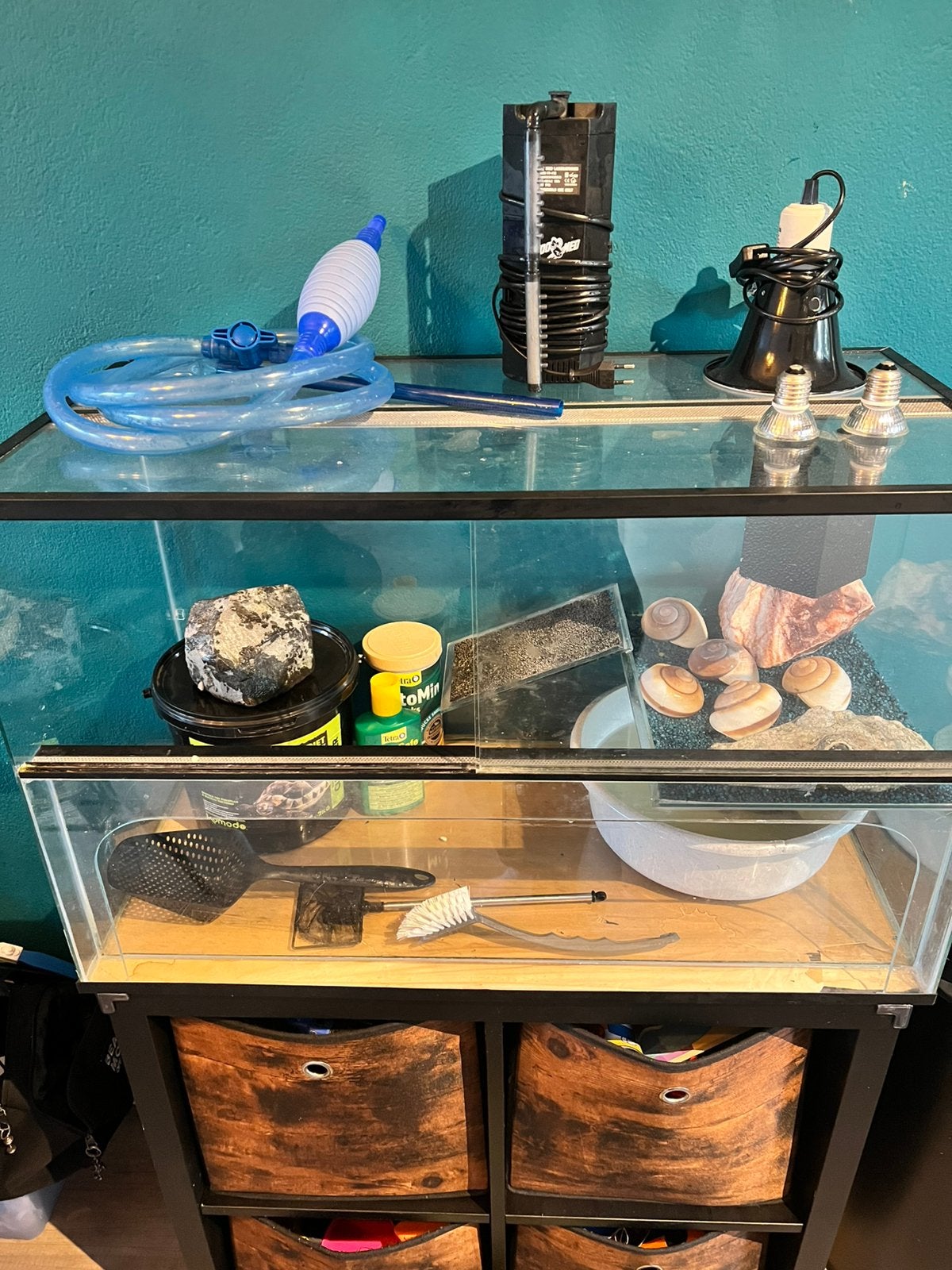 Compleet waterschildpad terrarium met toebehoren, Ophalen, Gebruikt, Terrarium of Paludarium