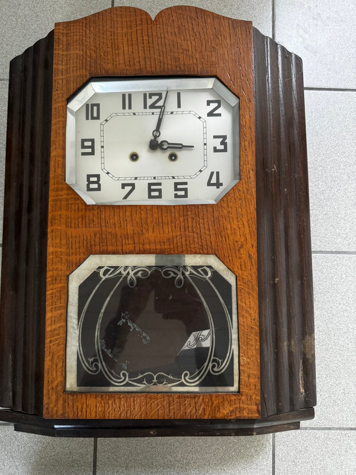 Antieke Belgische Art Deco wandklok, Ophalen of Verzenden