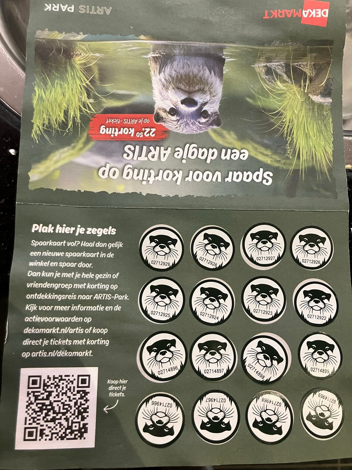 1x korting voor Artis. Dekazegels., Tickets en Kaartjes, Eén persoon, Kortingsbon, Pretpark
