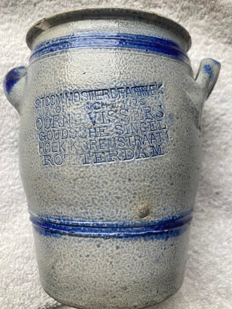 Stoom mosterd fabriek Corns Vissers Rotterdam pot 1902 1918, Antiek en Kunst, Verzenden