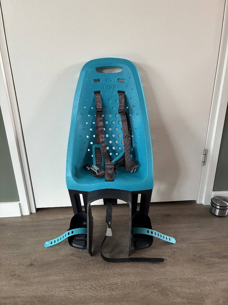 Complete Yepp Original Mini + Maxi Ocean + accessoires, Achterzitje, Voetsteuntjes, Zo goed als nieuw, Ophalen