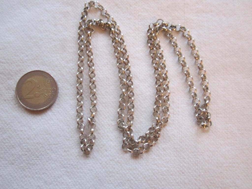 44. Oude ketting, jasseron zilver getest, 80 cm.  geen slot, Sieraden, Tassen en Uiterlijk, Antieke sieraden, Ophalen, Zilver