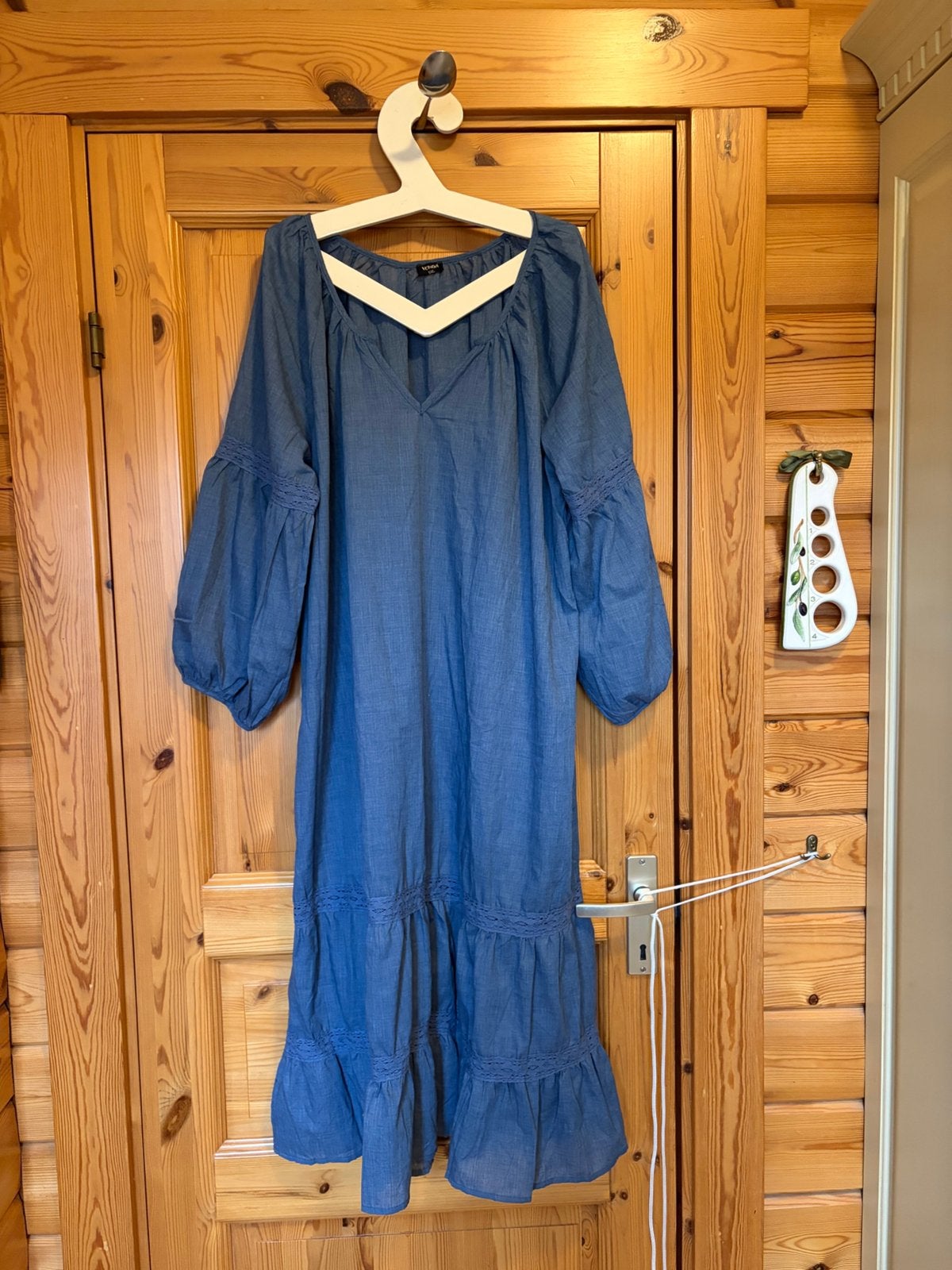 Jurk blauw Vonda 5XL oto 68 lengte 117, Ophalen of Verzenden, Zo goed als nieuw, Blauw, Jurk