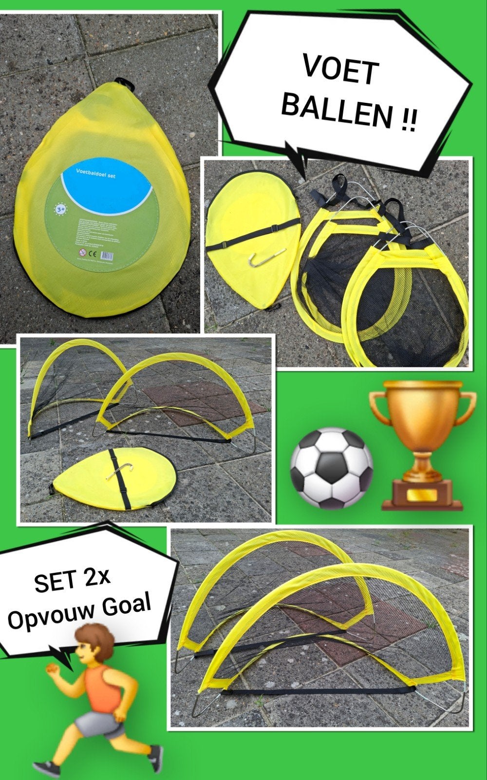 EK WK 🏆⚽️ Voetbal Goaltje ⚽️🏆 Opvouw Voetbalgoal Doel Goal, Ophalen of Verzenden, Nieuw, Set