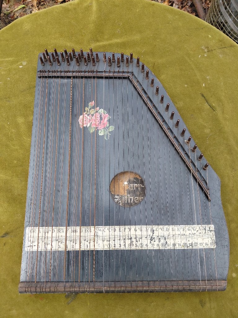 Muziekinstrument, oude citer concert harp., Verzenden