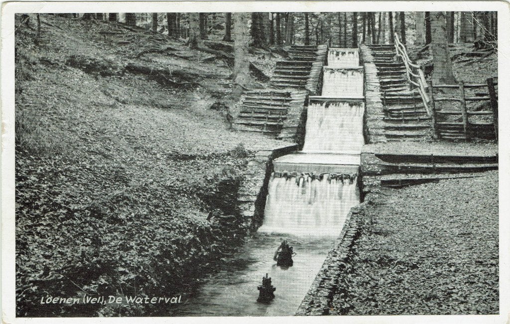 Loenen-Veluwe – Waterval. Gelopen Slikkerveer 1957., Ophalen of Verzenden, 1940 tot 1960, Gelopen, Gelderland