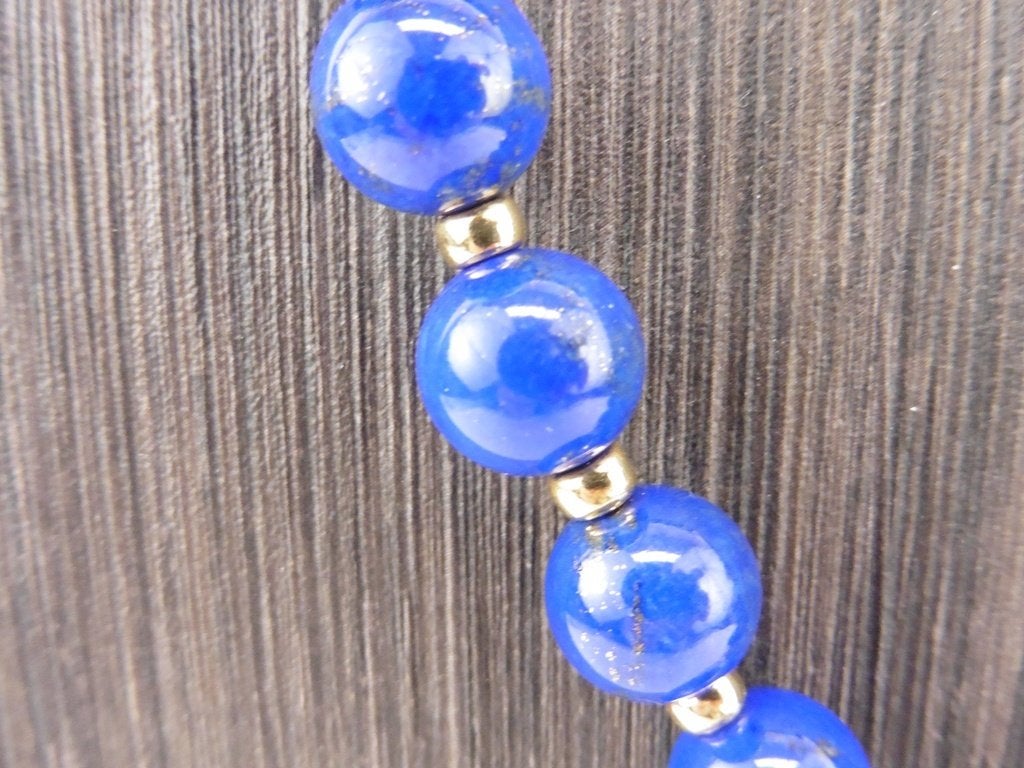 Lapis Lazuli collier met gouden slot en bolletjes         D1, Sieraden, Tassen en Uiterlijk, Kettingen, Gebruikt, Blauw, ., Ophalen of Verzenden