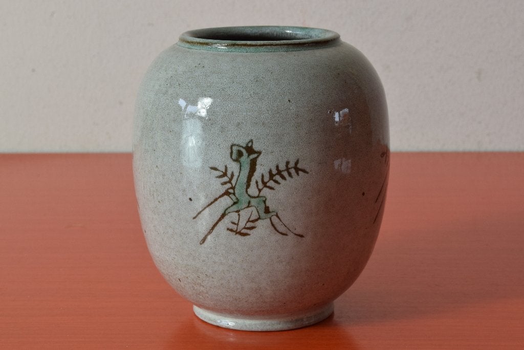 Retro vintage jaren 50 AMHA vaas / bolvaas - Hertje / paard, Antiek en Kunst, Ophalen of Verzenden