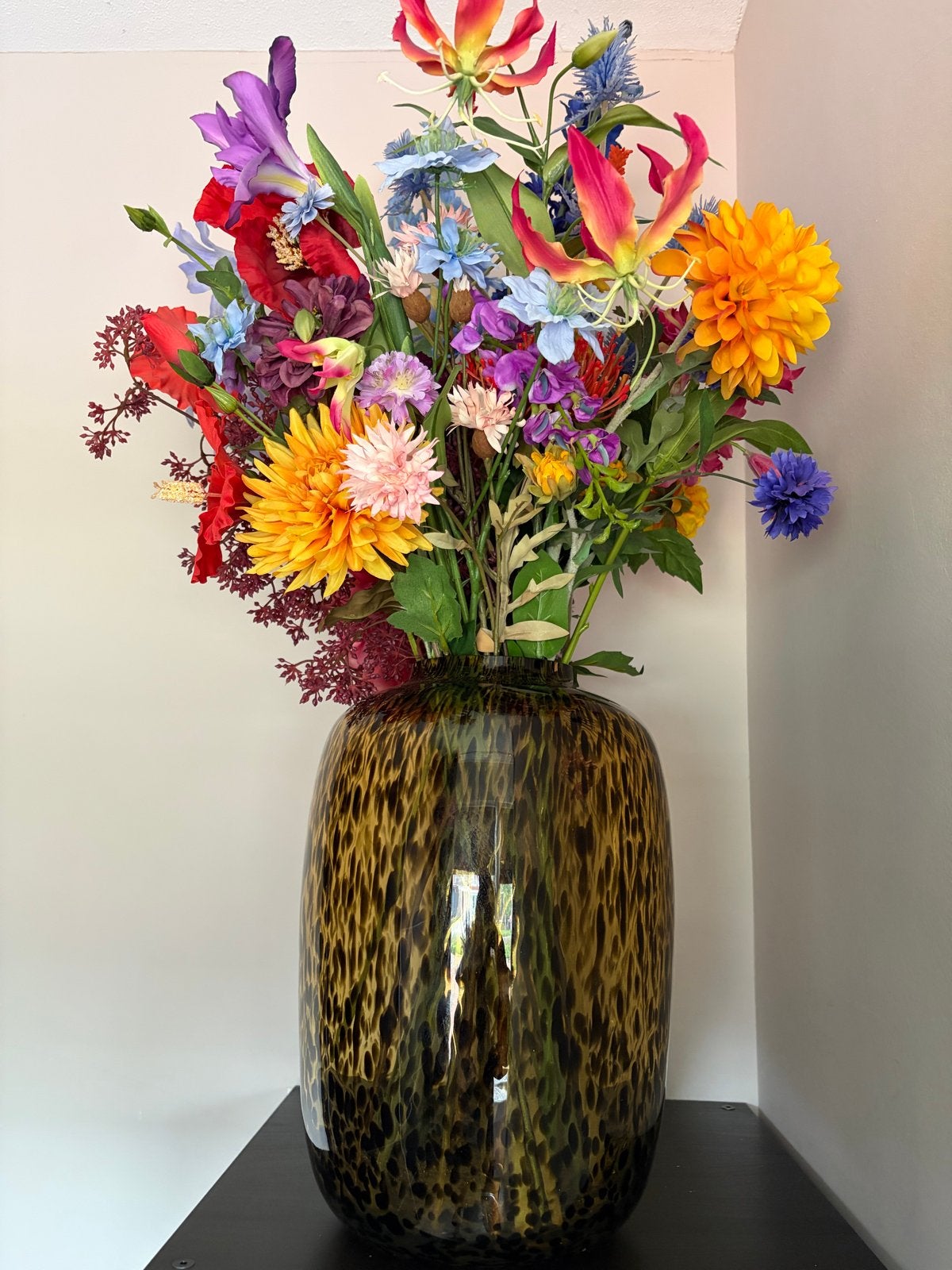 Originele The World Classic Cheetah vaas, 35 cm, Ophalen, Bruin, 35 cm, Gerecycled glas