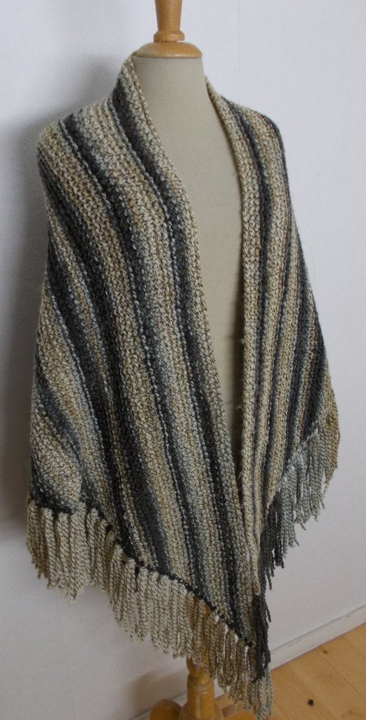 Handmade bruintinten omslagdoek/stola/poncho! L, Verzenden, Zo goed als nieuw, Maat 42/44 (L), Bruin