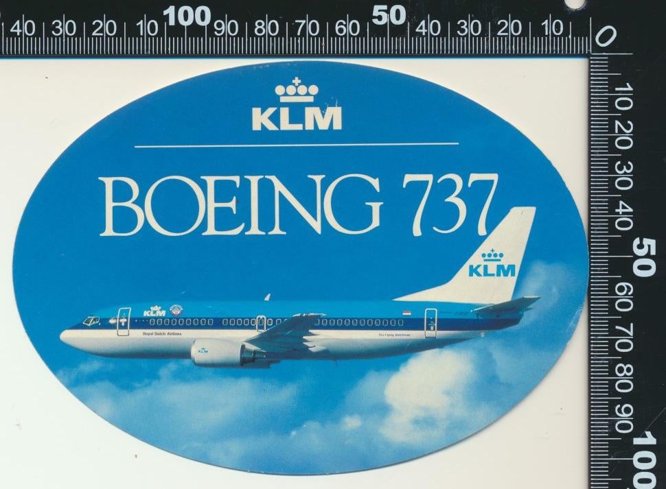 Sticker: KLM - Boeing 737 (2), Verzamelen, Stickers, Zo goed als nieuw, Bedrijf of Vereniging, Ophalen of Verzenden