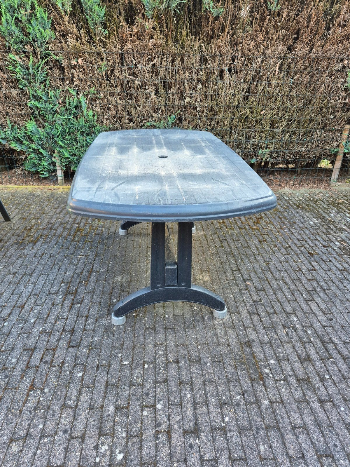 Gratis Kunstof inklapbare tuintafel, Tuin en Terras, Tuintafels, Ophalen, Gebruikt, Rechthoekig, Kunststof