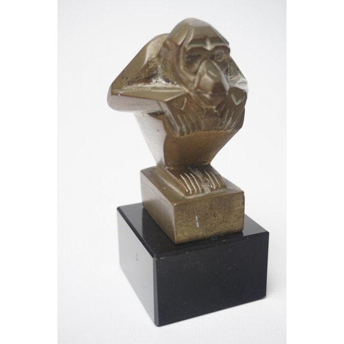 # Casimir Brau hurkend brons aapje / aap. Periode 1925, Ophalen, Brons, Beeld, Zoogdier