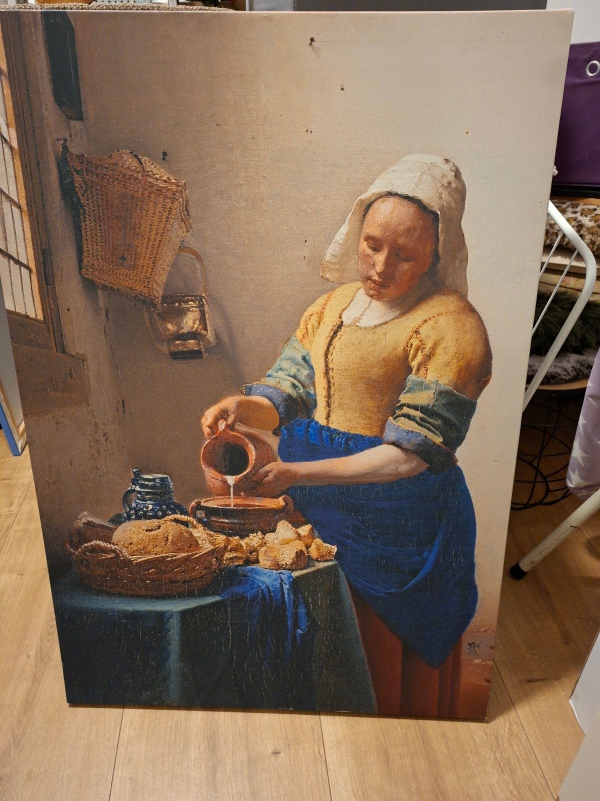 Canvas Het Melkmeisje - 70x100 cm, Huis en Inrichting, Ophalen, Gebruikt, Print, 75 – 100