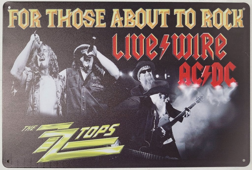 ZZ Top and ACDC reclamebord van metaal wandbord decoratie, Info@deconoord.nl, Deco Noord, Nieuw, Ophalen of Verzenden