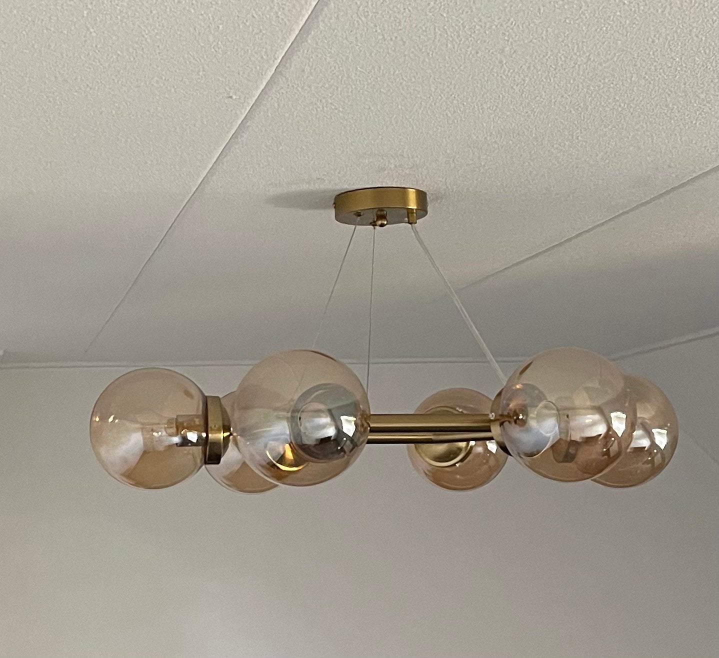 Plafondlamp goud 6 bollen, Ophalen, Zo goed als nieuw
