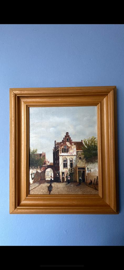 Vermeer. Olieverf reproductie Het straatje Delft, Antiek en Kunst, Kunst | Schilderijen | Klassiek, Ophalen of Verzenden