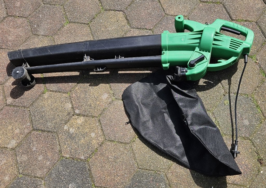 bladblazer / bladzuiger hakselfunctie met neuswiel Groen, Gebruikt, Ophalen of Verzenden, Elektrisch, Met opvangzak
