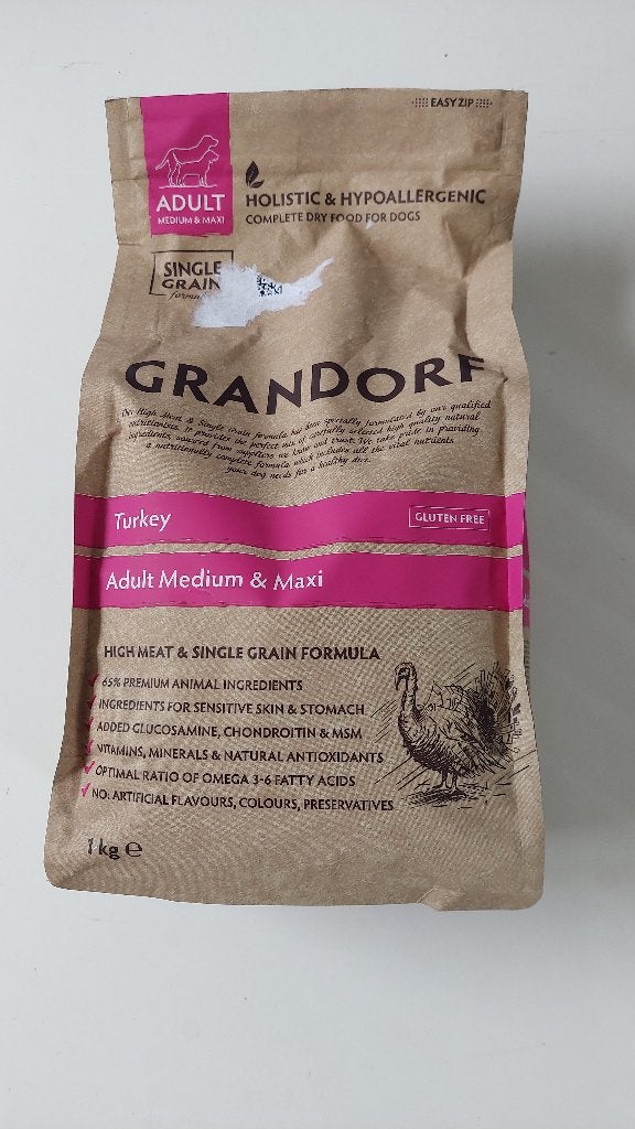 2 zakken Grandorf kalkoen & 4 meat recipe hondenbrokken 1kg, Dieren en Toebehoren, Dierenvoeding, Verzenden, Hond