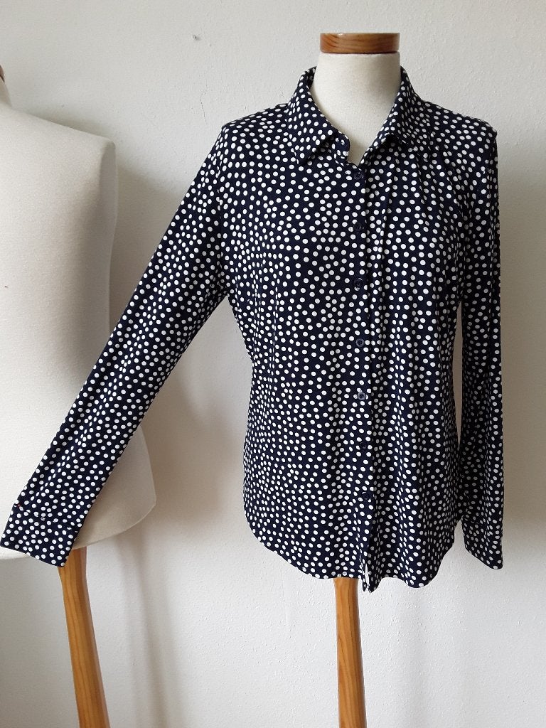 Blouse blauw met wit van Enjoy mt L, Maat 42/44 (L), Enjoy, Zo goed als nieuw, Verzenden