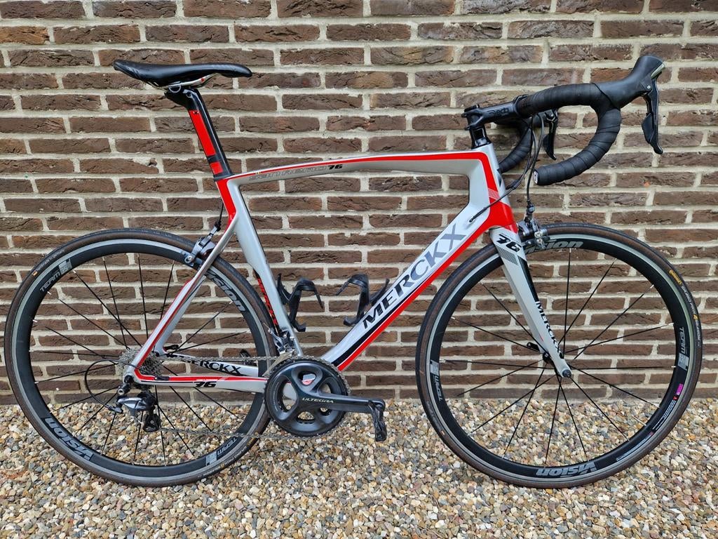 Eddy Merckx racefiets, rood/wit, Ultegra, Vision wielen, Fietsen en Brommers, Fietsen | Racefietsen, Ophalen, Carbon, Meer dan 20 versnellingen