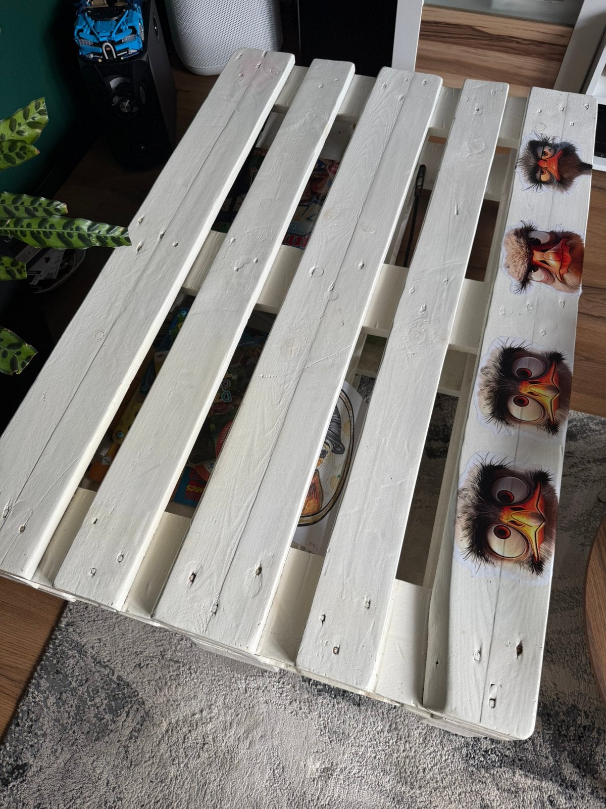 Salontafel van EUR-pallets met wielen, Huis en Inrichting, Tafels | Salontafels, Ophalen, Gebruikt, 100 tot 150 cm, 50 tot 100 cm