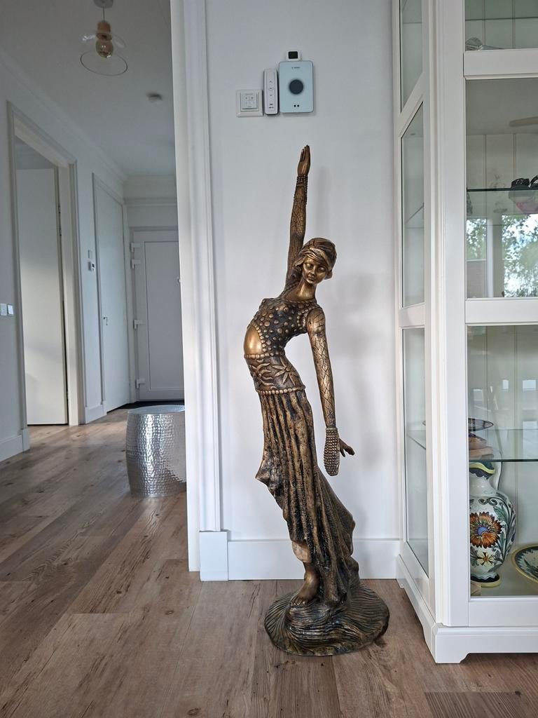Vintage koperen Mata Hari beeld, Verzamelen, Ophalen, Zo goed als nieuw, Mens