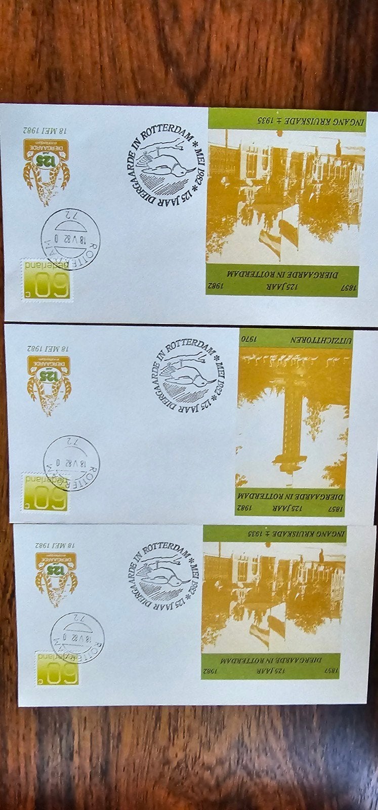 3 Enveloppen 125 Jaar Diergaarde Blijdorp, Postzegels en Munten, Postzegels | Eerstedagenveloppen, Ophalen of Verzenden, Onbeschreven