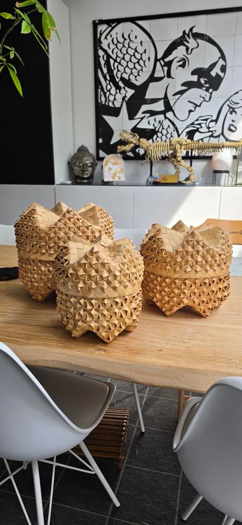 Mooie set gevlochten opbergmanden uit de Philipijnen 3 stuks, Huis en Inrichting, Woonaccessoires | Schalen en Manden, Ophalen of Verzenden