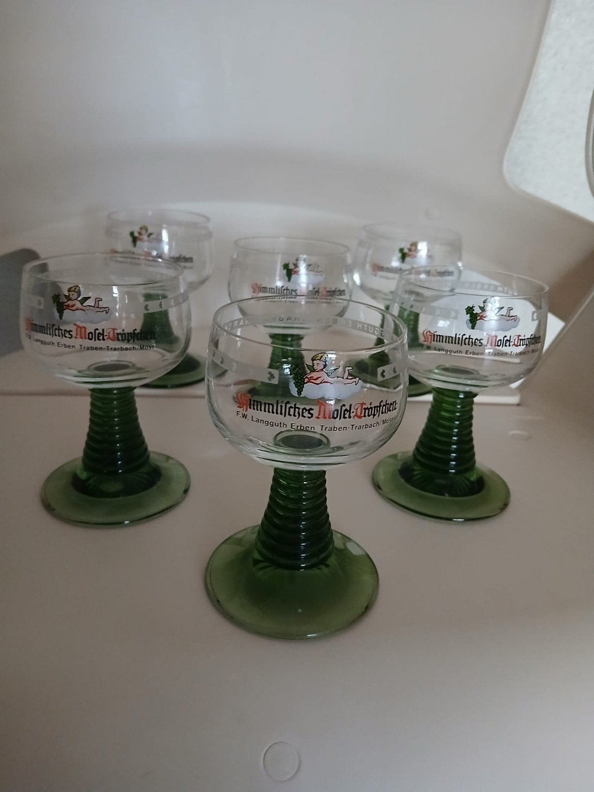 Vintage Moezel  wijnglazen Roemer (Romer wijnglazen)6 stuks., Ophalen of Verzenden, Zo goed als nieuw, Overige typen