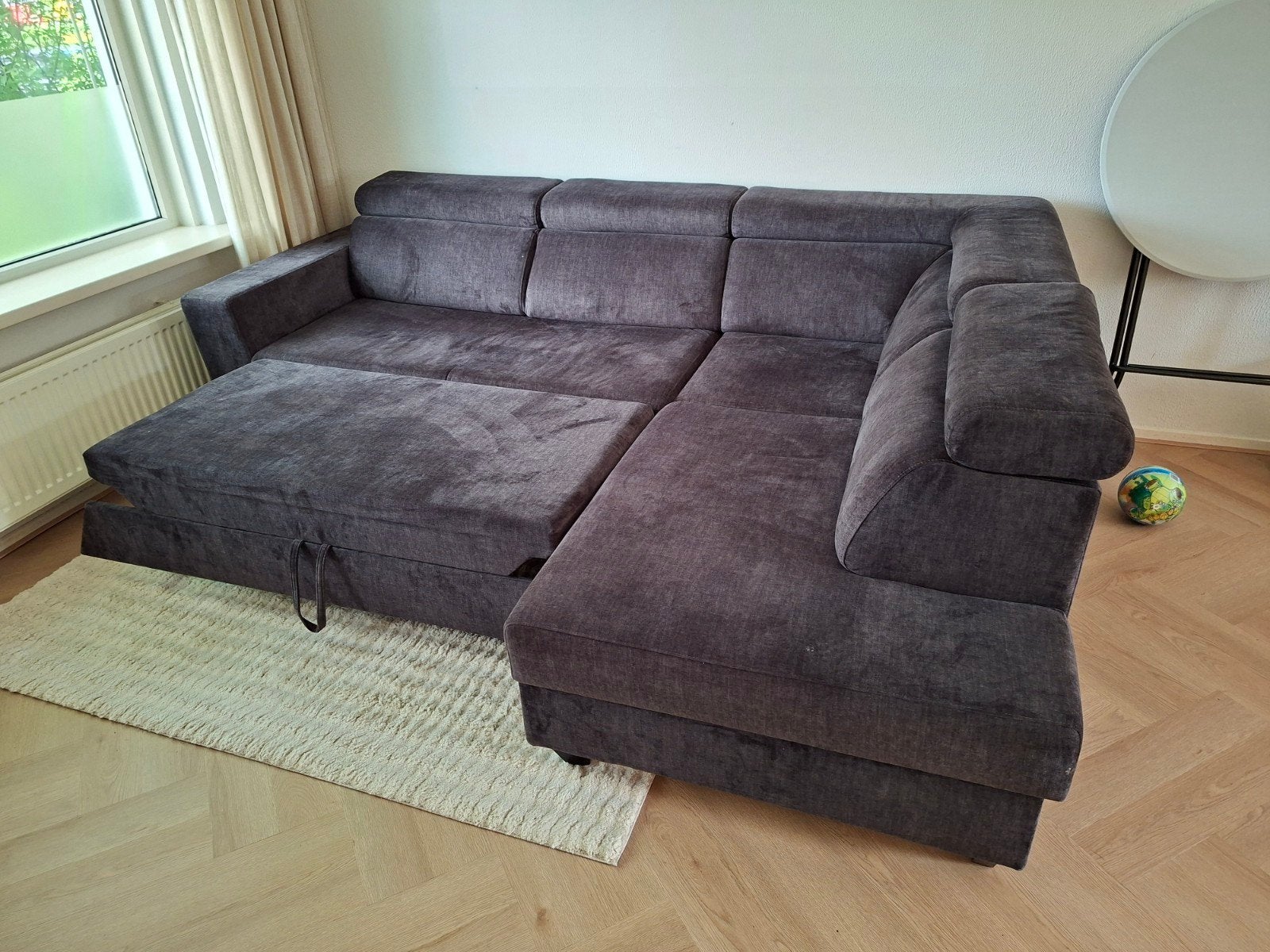 Hoekbank bank zwart 265 x 200 cm stof, Huis en Inrichting, Banken | Bankstellen, Ophalen of Verzenden, Tweepersoons, Stof